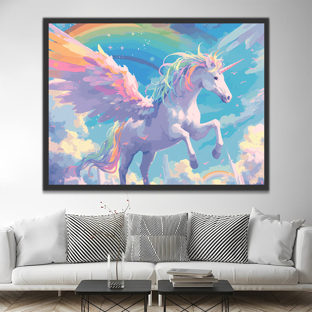 Unicorn with Wings and Rainbow Paint by Numbers