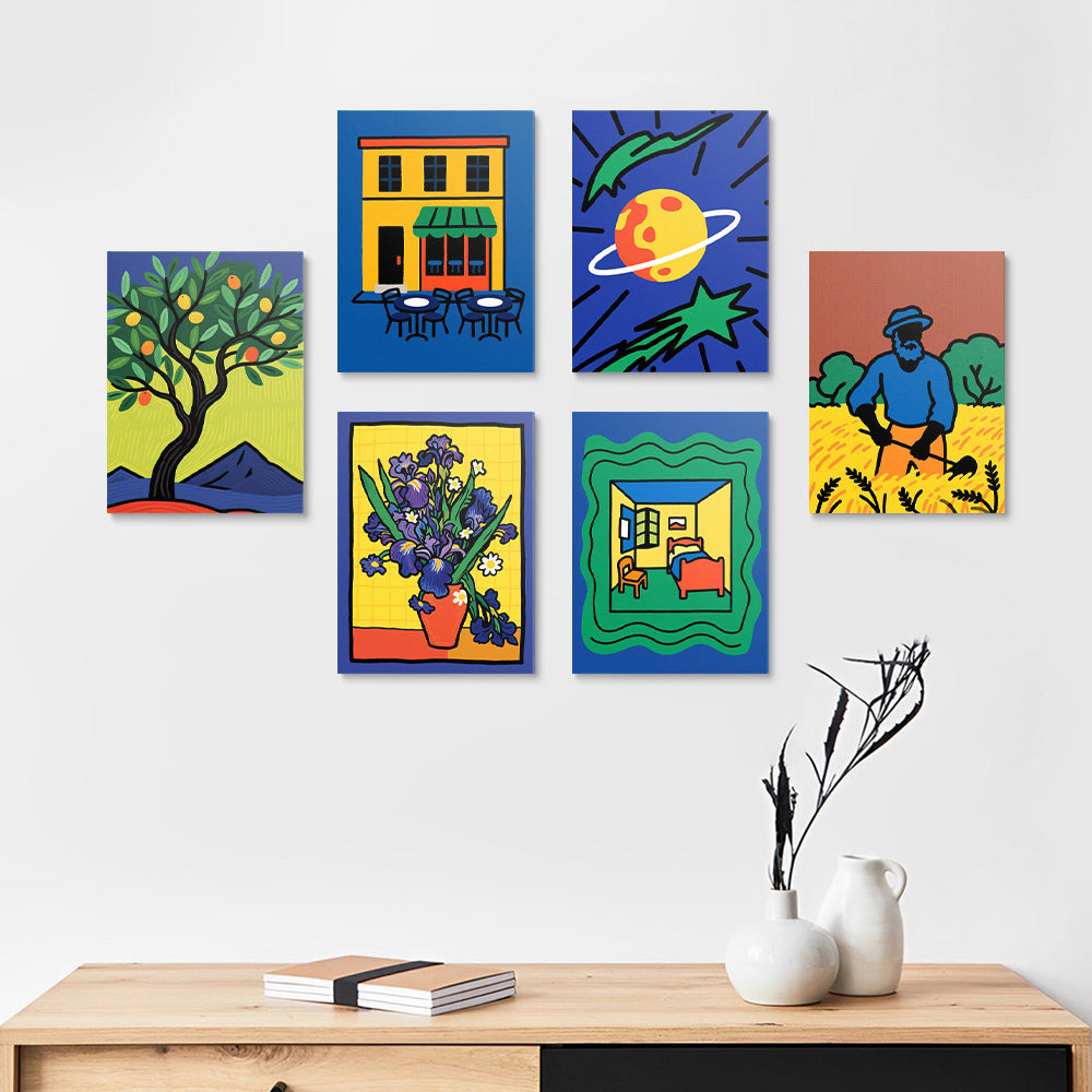 Van Gogh-Style Paintings 6 Pieces Mini Paint by Numbers