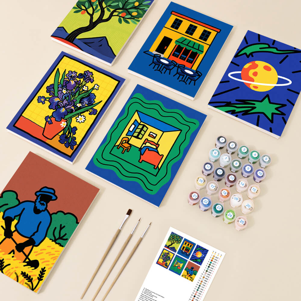 Van Gogh-Style Paintings 6 Pieces Mini Paint by Numbers