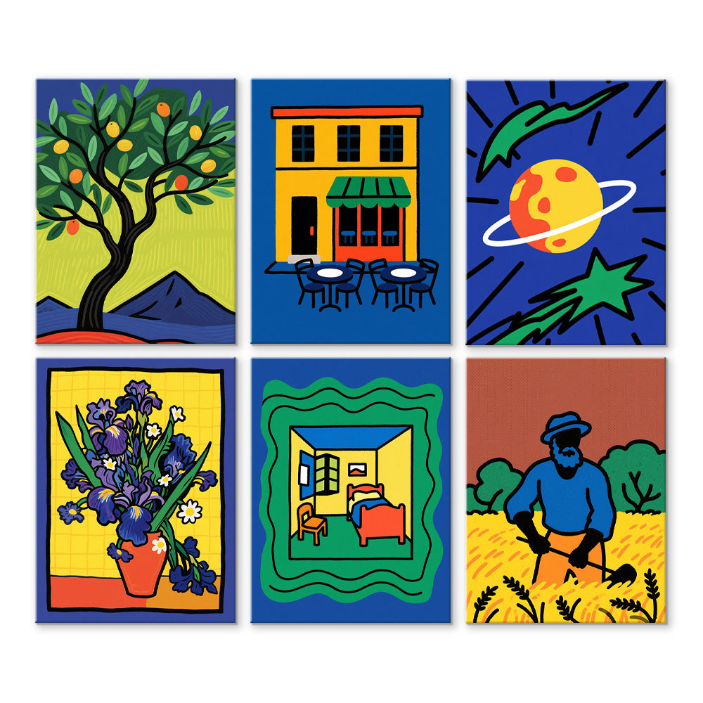 Van Gogh-Style Paintings 6 Pieces Mini Paint by Numbers