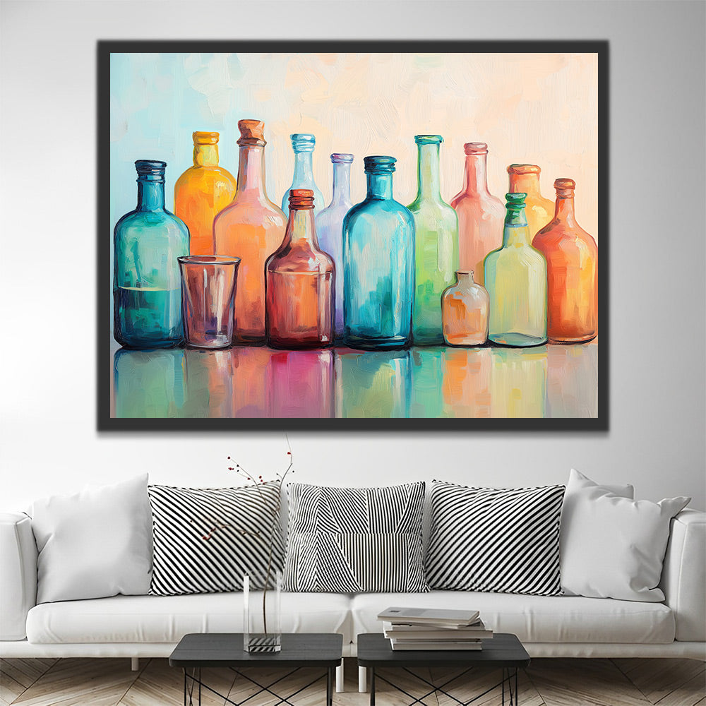 Various Colored Glass Bottles Paint by Numbers