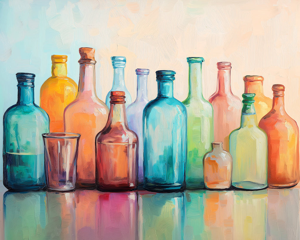 Various Colored Glass Bottles Paint by Numbers