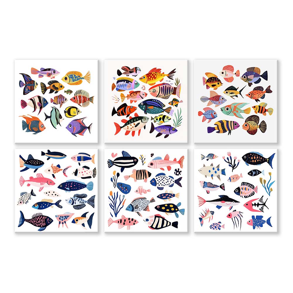 Various Colorful Fish 6 Pieces Mini Paint by Numbers