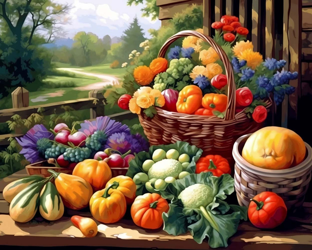 Vegetables and Flower Basket Paint by Numbers