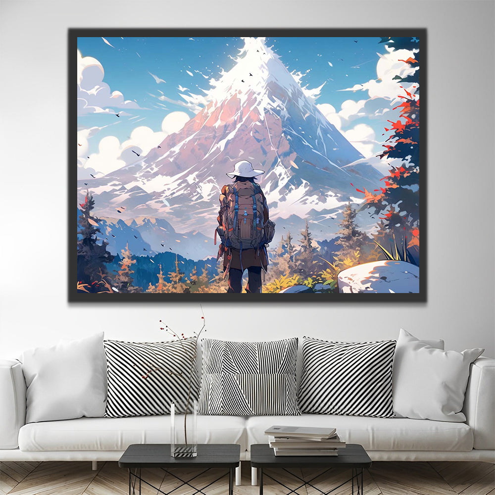 Wanderer and Snowy Mountain Paint by Numbers