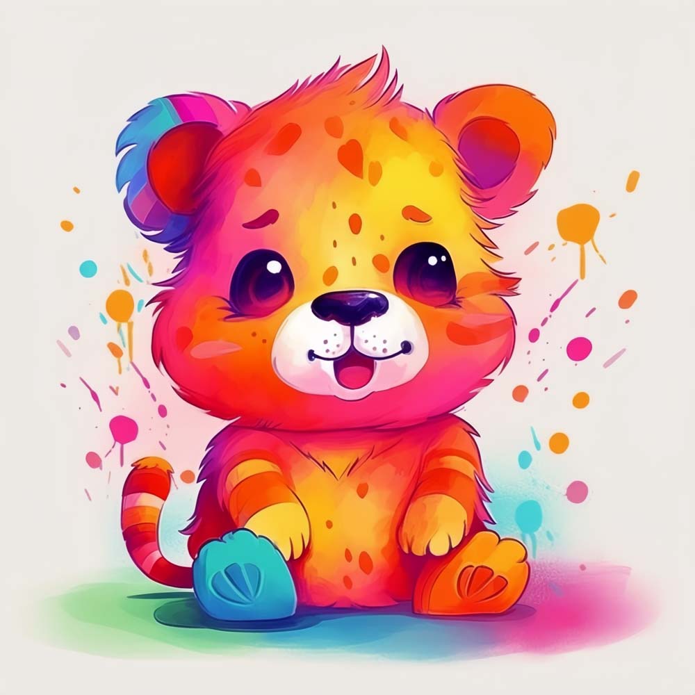 Watercolor Cartoon Bear Paint by Numbers