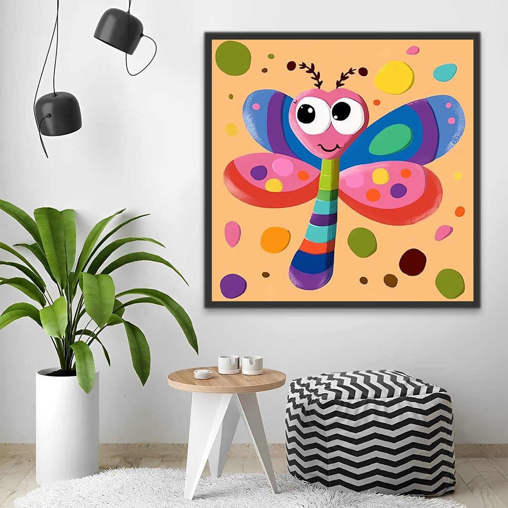 Watercolor Cartoon Dragonfly Paint by Numbers for Kids