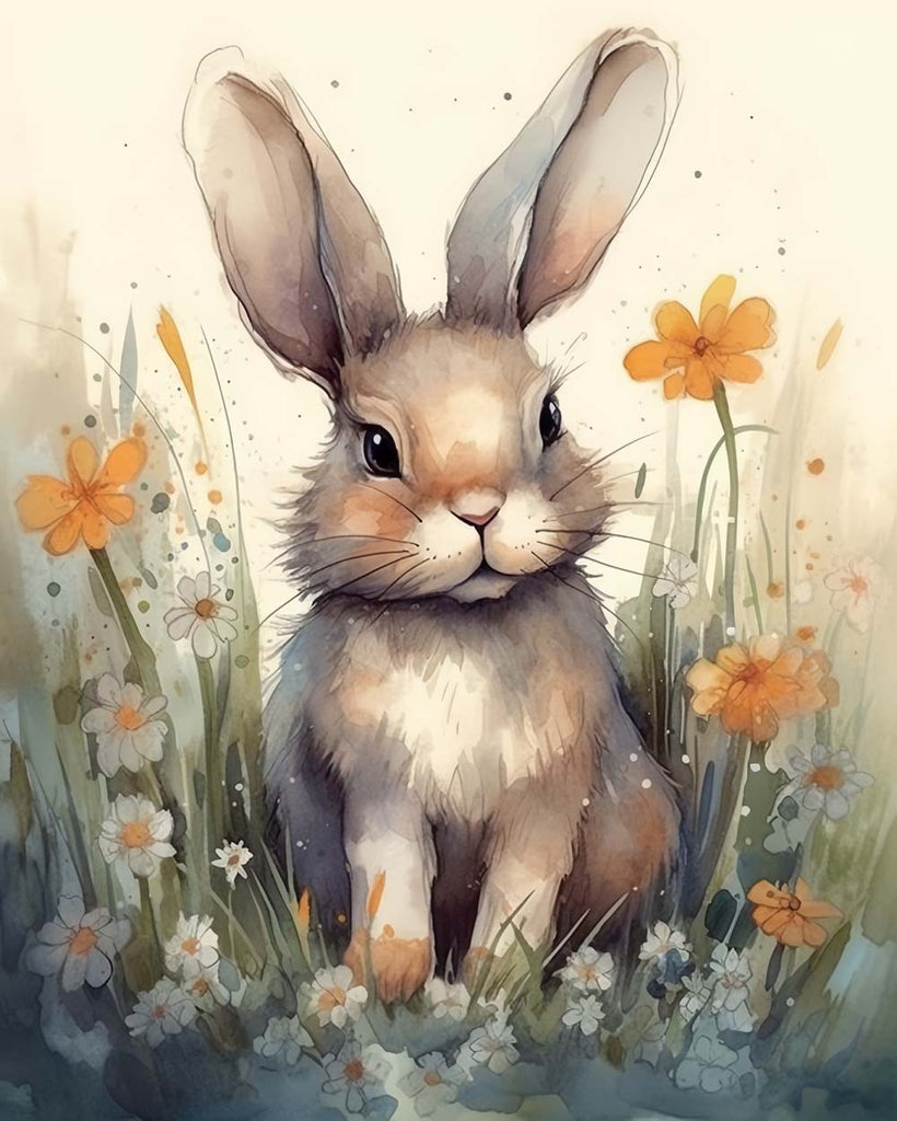 Watercolor Cute Rabbit Paint by Numbers