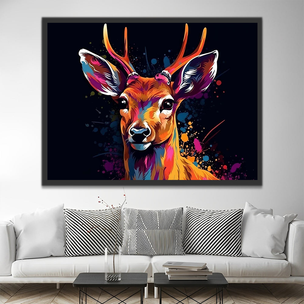 Watercolor Deer in the Dark Paint by Numbers