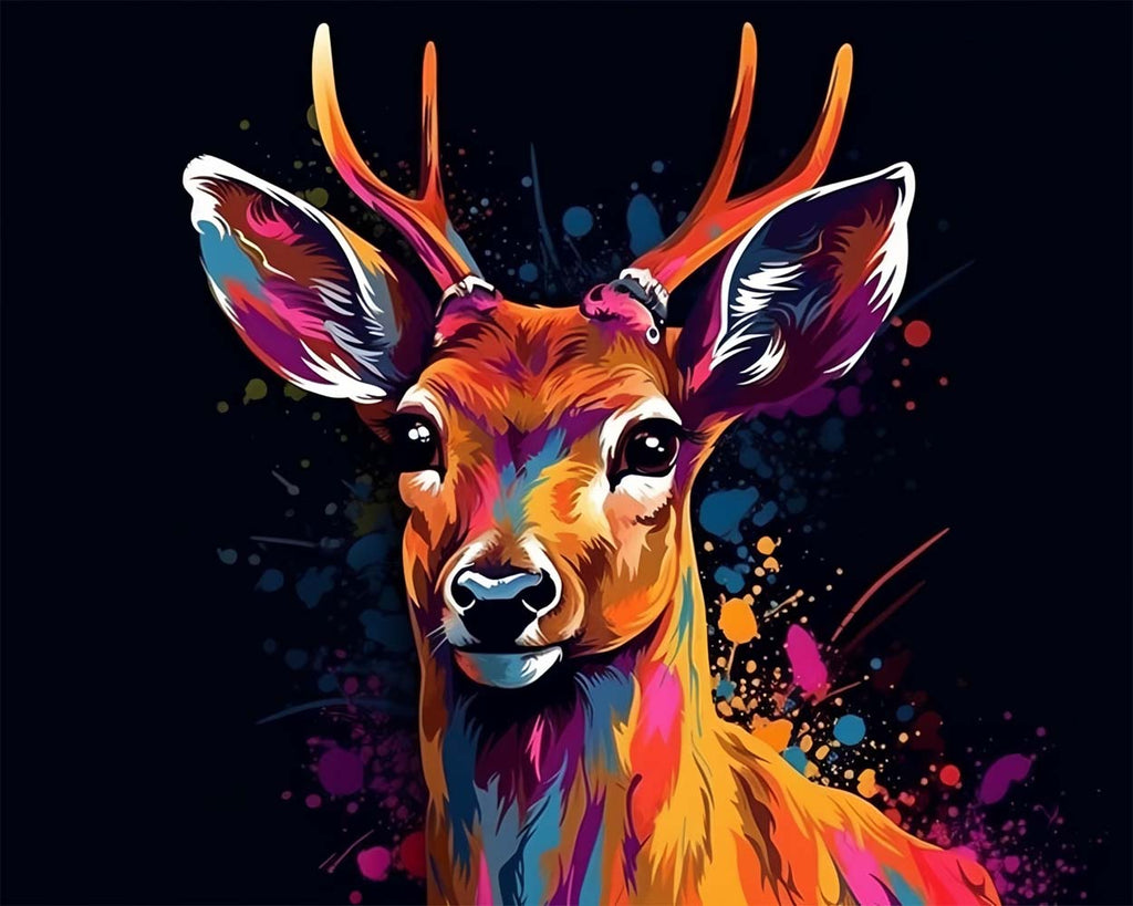 Watercolor Deer in the Dark Paint by Numbers