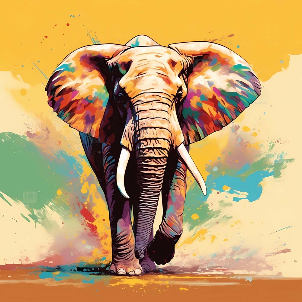 Watercolor Elephant Paint by Numbers