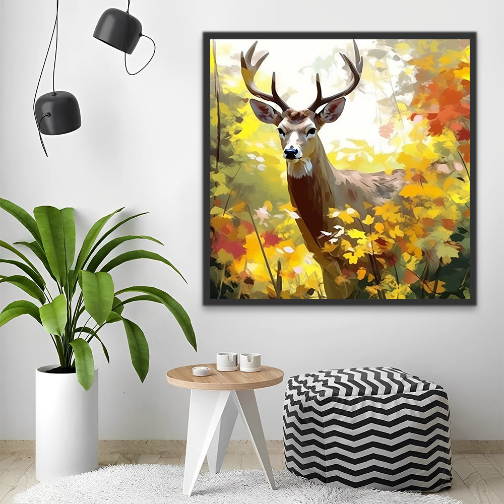 Watercolor Elk in Forest Paint by Numbers