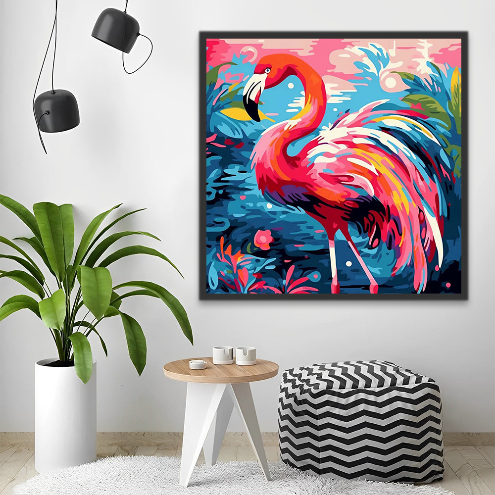 Watercolor Flamingo Paint by Numbers