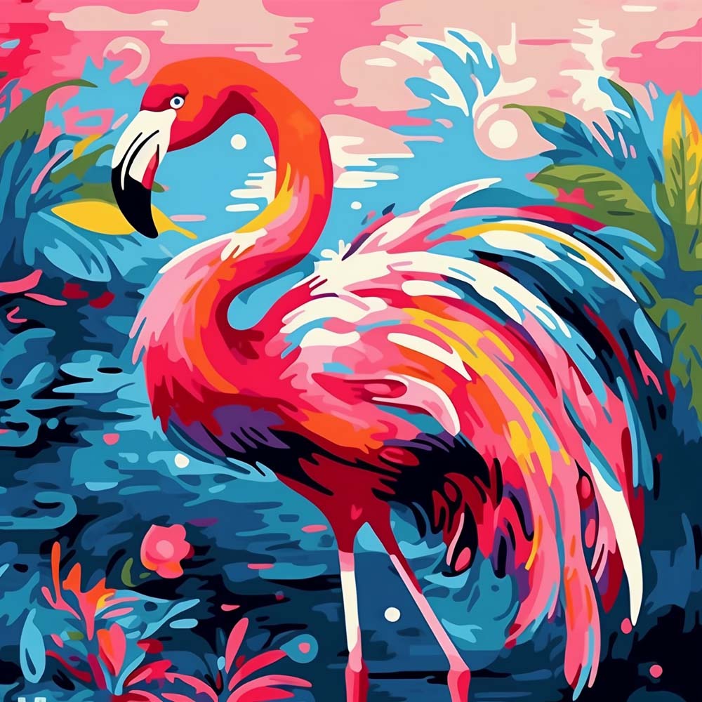 Watercolor Flamingo Paint by Numbers