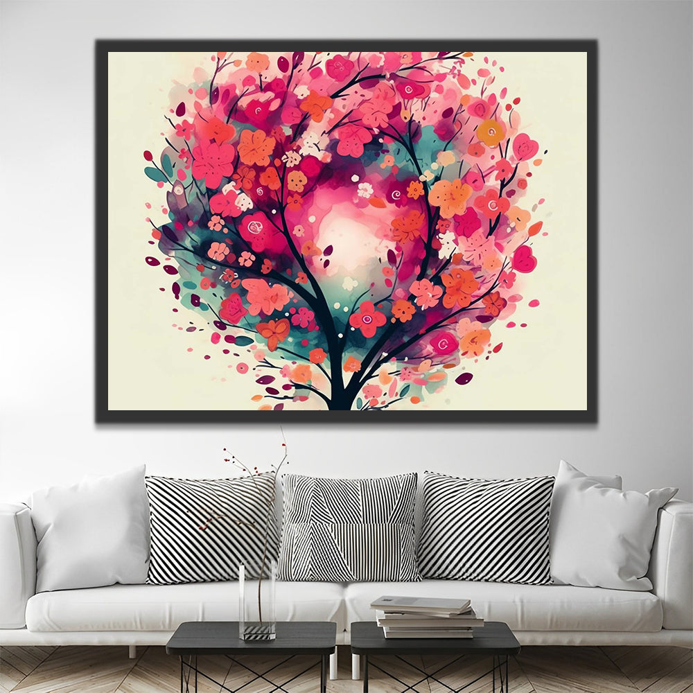 Watercolor Flower Tree Paint by Numbers