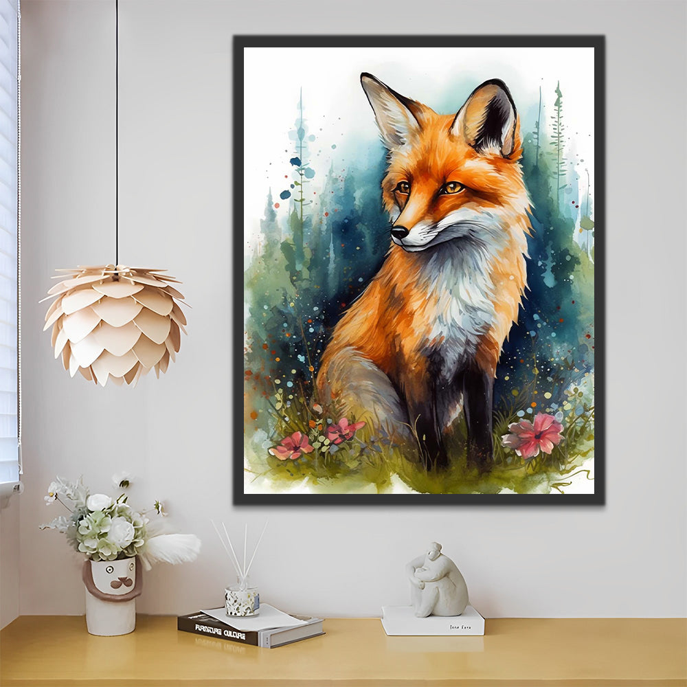 Watercolor Fox Paint by Numbers