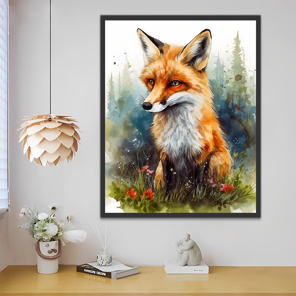 Watercolor Fox Paint by Numbers