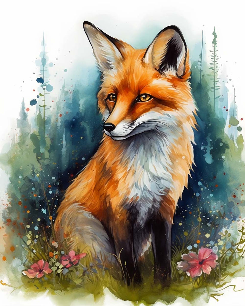 Watercolor Fox Paint by Numbers