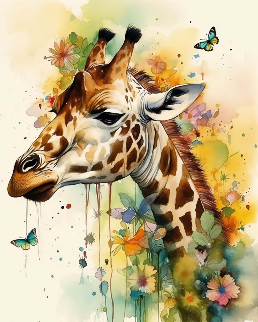 Watercolor Giraffe Paint by Numbers