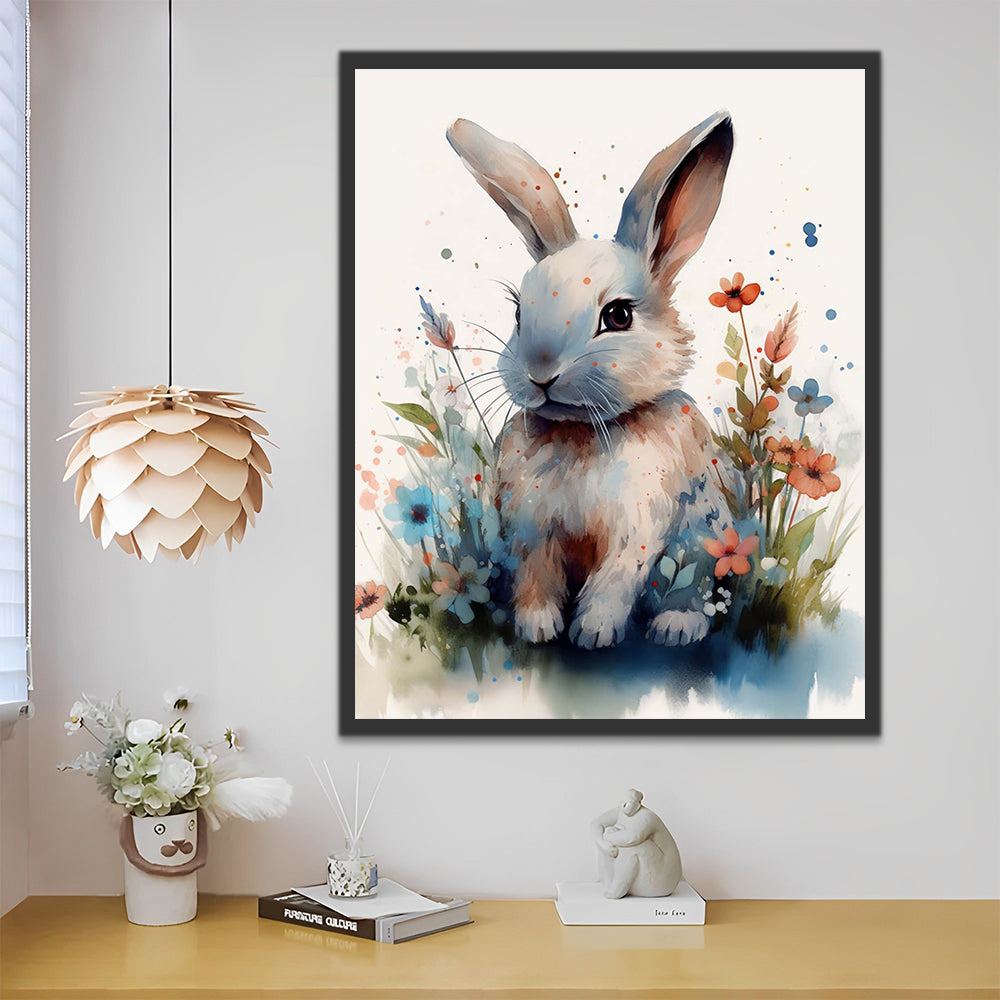 Watercolor Grey Rabbit Paint by Numbers