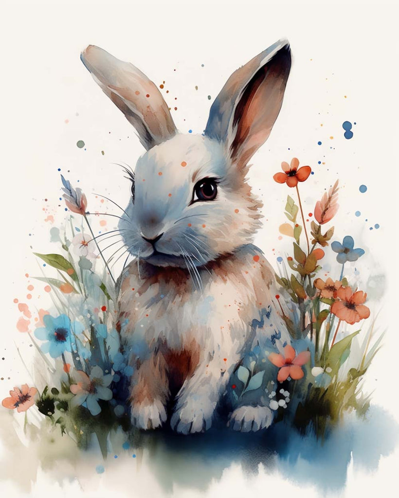 Watercolor Grey Rabbit Paint by Numbers