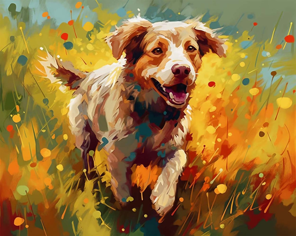 Watercolor Happy Dog Paint by Numbers