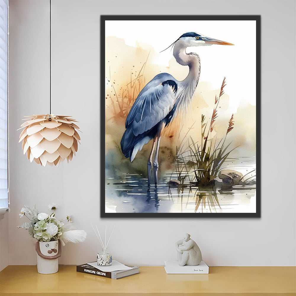 Watercolor Heron Paint by Numbers