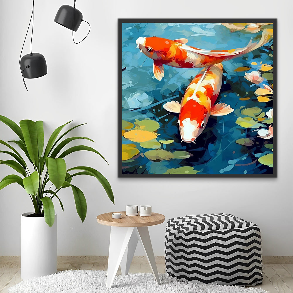 Watercolor Koi in the Lake Paint by Numbers