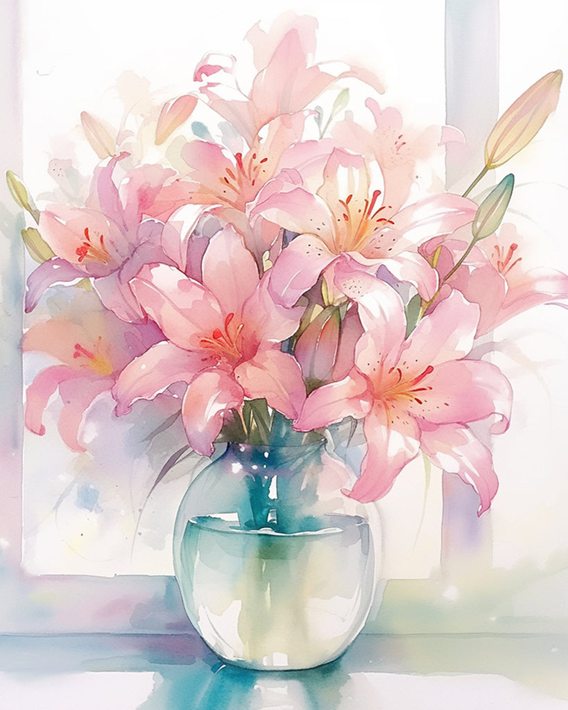 Watercolor Lilies Paint by Numbers