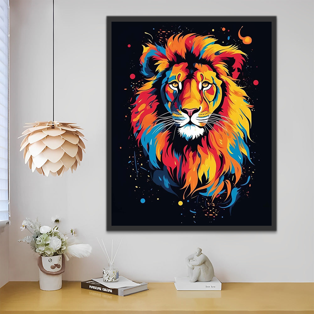 Watercolor Lion Head Paint by Numbers