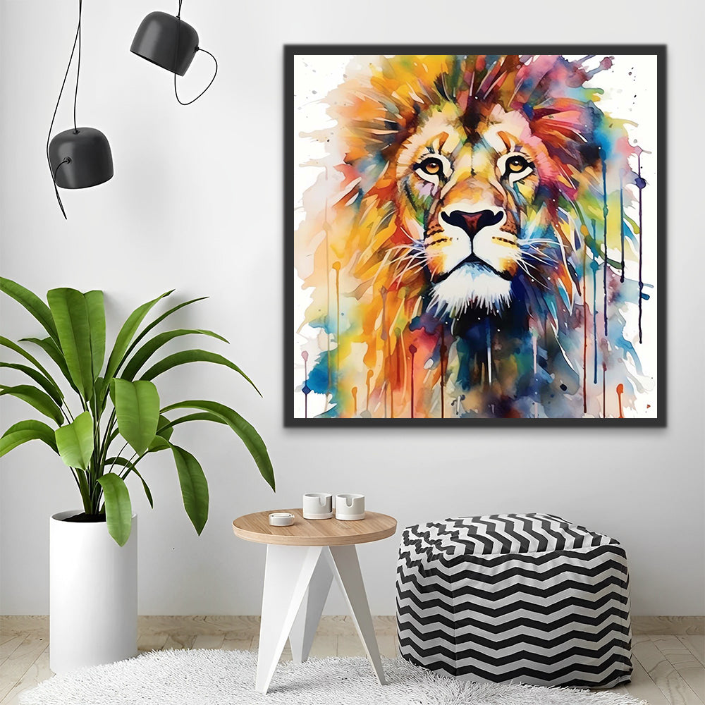 Watercolor Lion Paint by Numbers