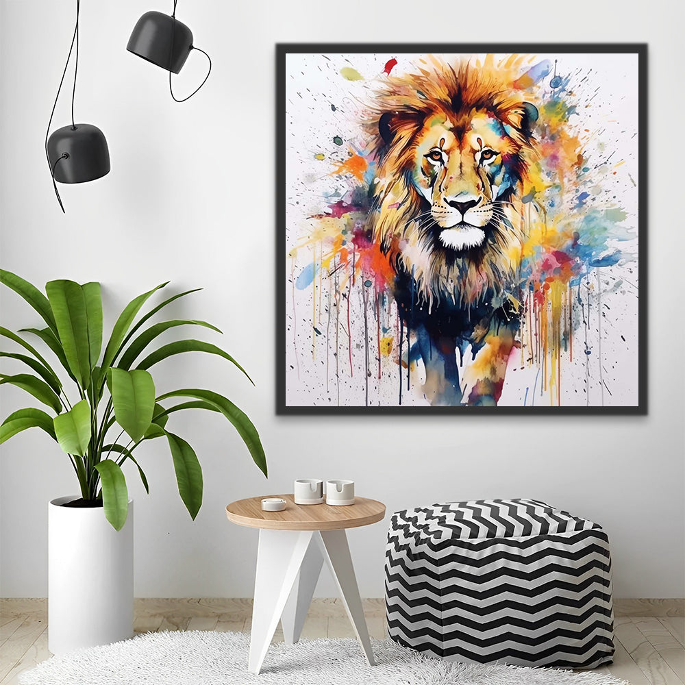 Watercolor Lion Paint by Numbers