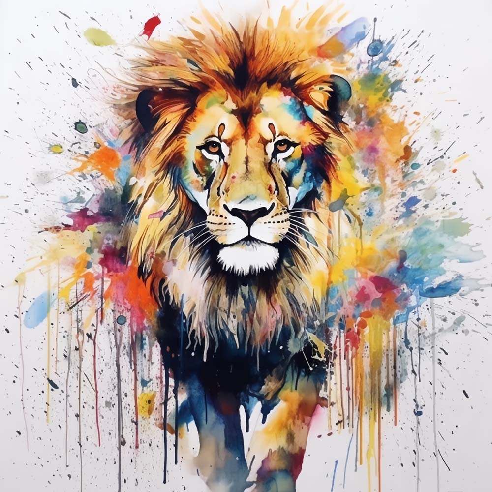 Watercolor Lion Paint by Numbers