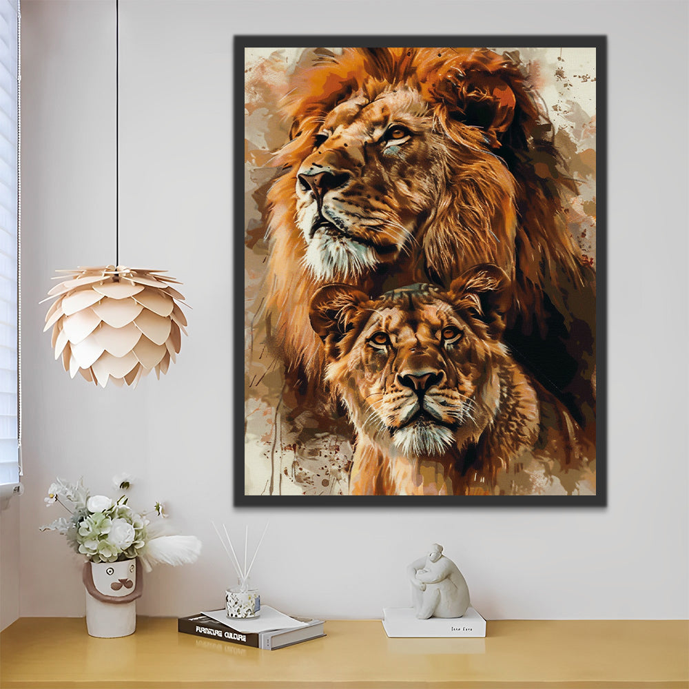 Watercolor Lions Paint by Numbers