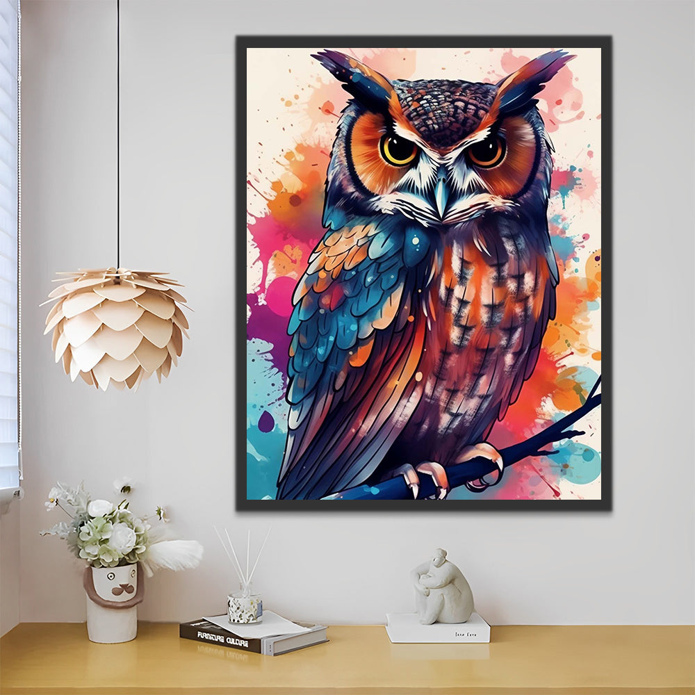 Watercolor Owl Paint by Numbers