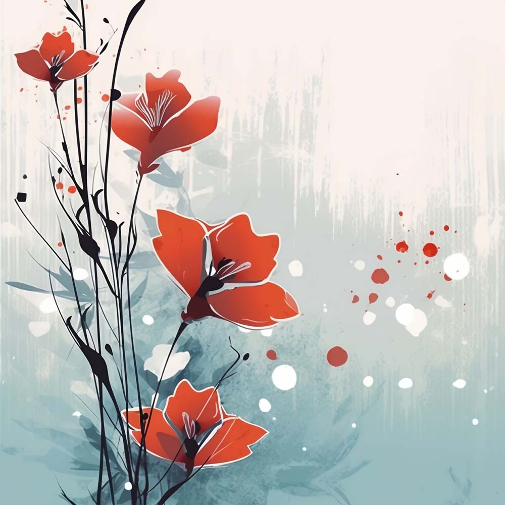 Watercolor Red Flowers Paint by Numbers