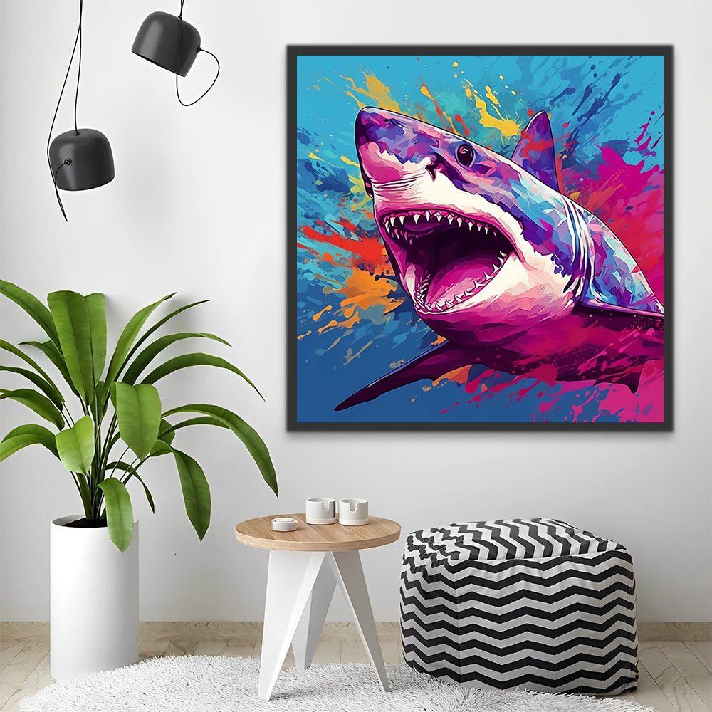 Watercolor Shark Paint by Numbers