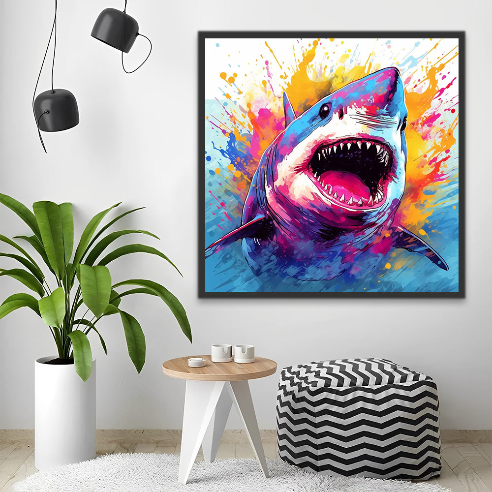 Watercolor Shark Paint by Numbers