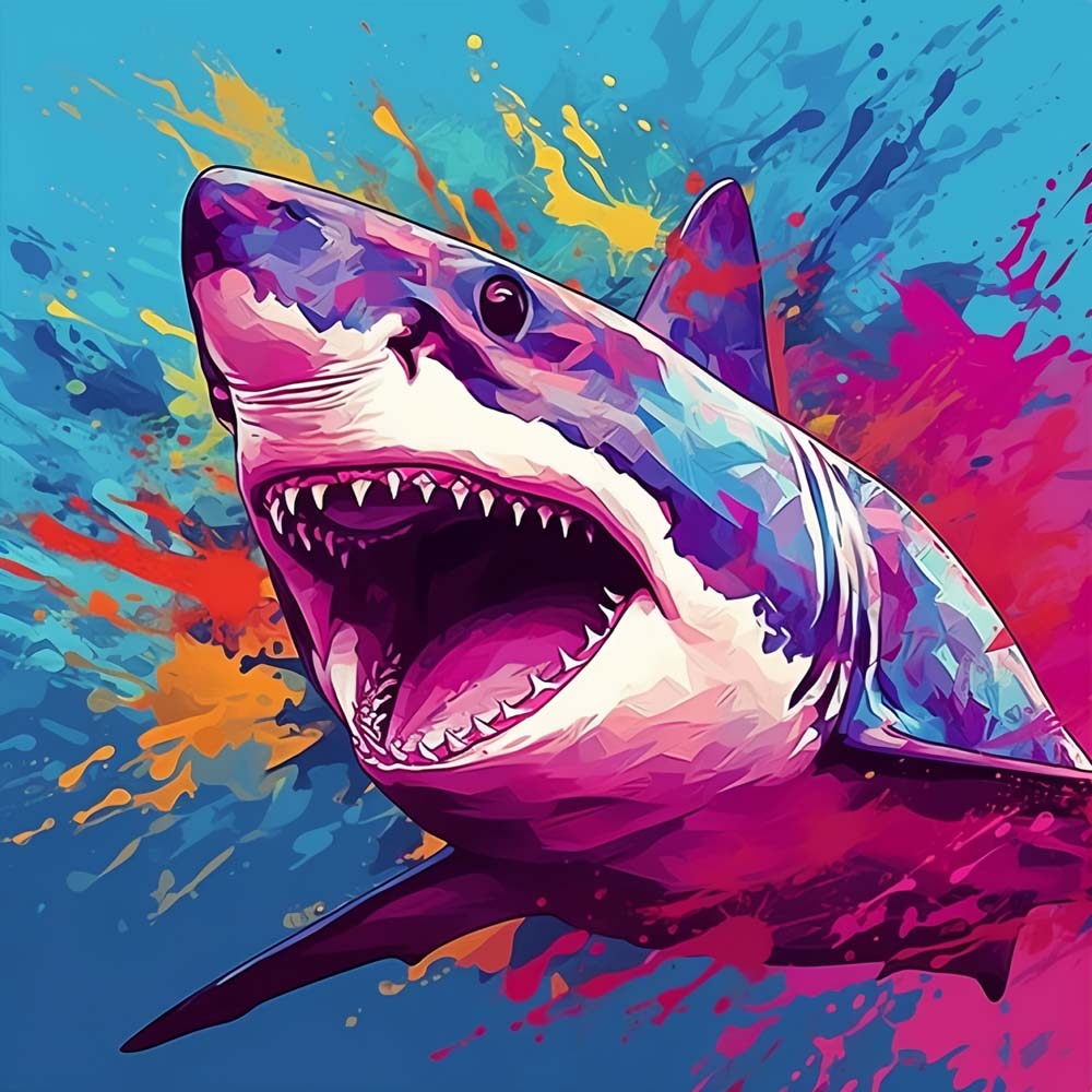 Watercolor Shark Paint by Numbers