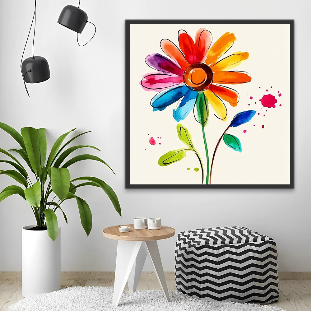 Watercolor Sunflower Paint by Numbers for Kids