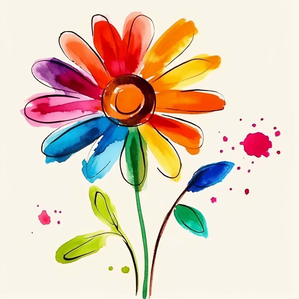 Watercolor Sunflower Paint by Numbers for Kids