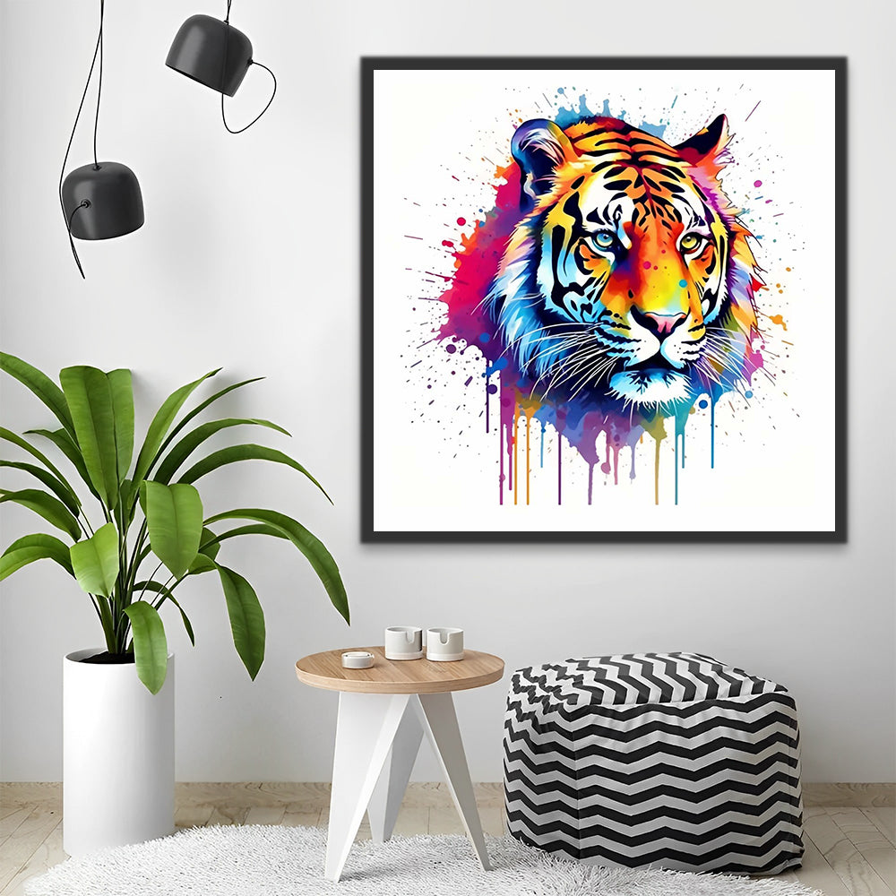 Watercolor Tiger Head Paint by Numbers