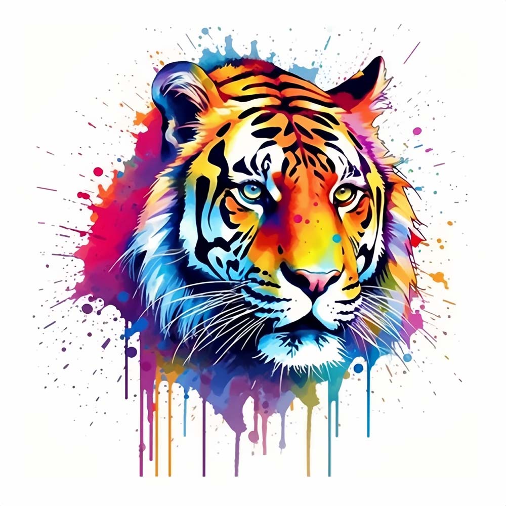 Watercolor Tiger Head Paint by Numbers