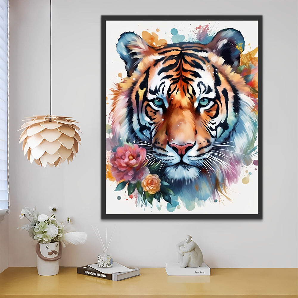 Watercolor Tiger Paint by Numbers