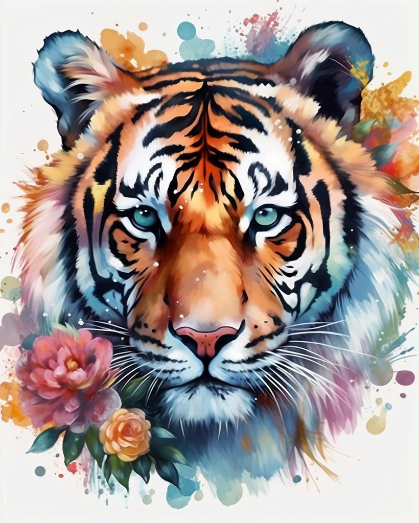 Watercolor Tiger Paint by Numbers