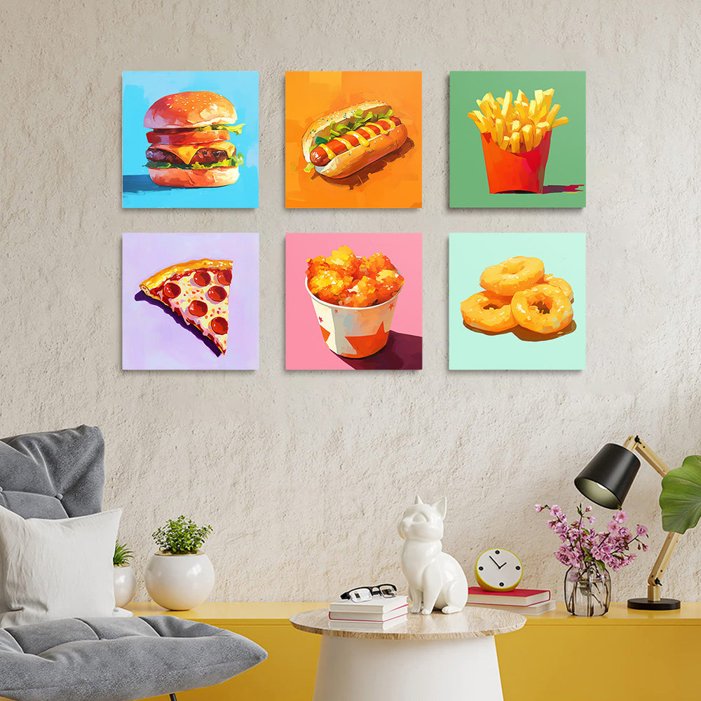 Western Fast Food 6 Pieces Mini Paint by Numbers