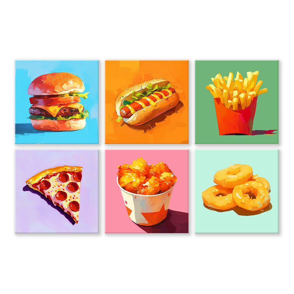 Western Fast Food 6 Pieces Mini Paint by Numbers