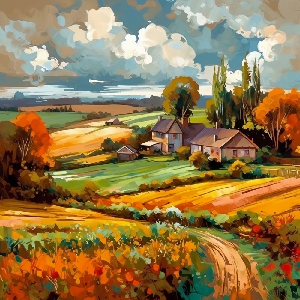 Wheat Field in Autumn Paint by Numbers