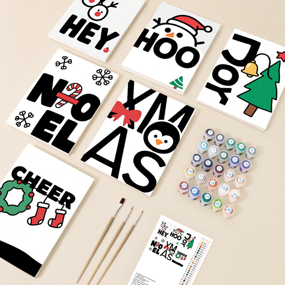 White Christmas 6 Pieces Mini Paint by Numbers