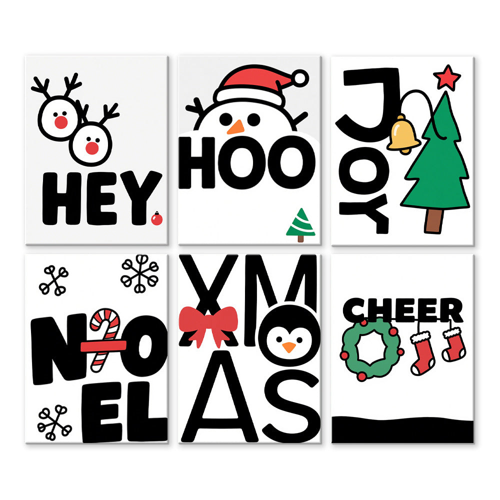 White Christmas 6 Pieces Mini Paint by Numbers